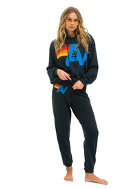 AVIATOR NATION  LOGO STITCH UNISEX PULLOVER RELAXED HOODIE - CHARCOAL