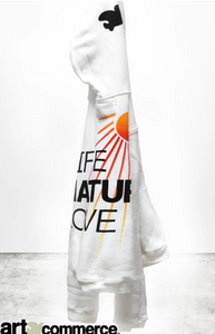 FREE CITY CIRCA'99 LIFENATURELOVE POLYBLEND FLUFF UNISEX ZIP HOODIE - WHITE OUT