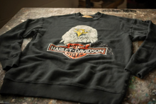 Load image into Gallery viewer, MADEWORN HARLEY DAVIDSON EAGLE UNISEX CLASSIC CREW SWEATSHIRT IN COAL
