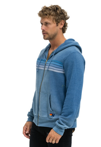 Aviator Nation 5 STRIPE UNISEX HOODIE - FADED WATER