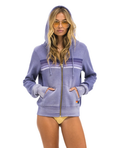 Aviator Nation 5 STRIPE UNISEX HOODIE - FADED GRAPE