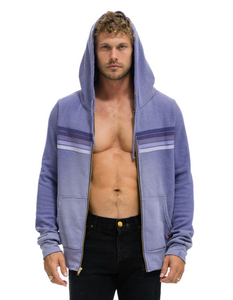 Aviator Nation 5 STRIPE UNISEX HOODIE - FADED GRAPE