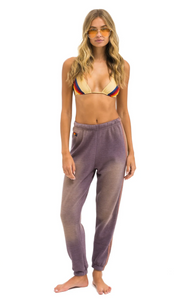 AVIATOR NATION 5 STRIPE WOMEN'S SWEATPANTS - FADED MOCHA