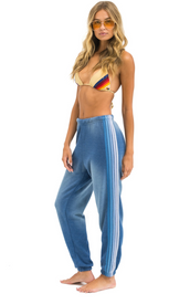 AVIATOR NATION 5 STRIPE WOMEN'S SWEATPANTS - FADED WATER