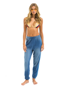 AVIATOR NATION 5 STRIPE WOMEN'S SWEATPANTS - FADED WATER