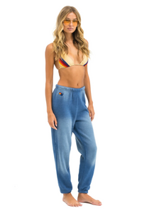 AVIATOR NATION 5 STRIPE WOMEN'S SWEATPANTS - FADED WATER