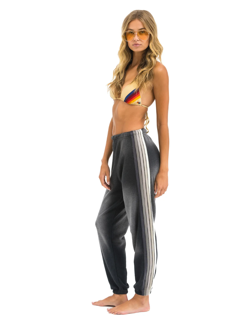 AVIATOR NATION 5 STRIPE WOMEN'S SWEATPANTS - FADED SMOKE