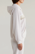 Load image into Gallery viewer, AVIATOR NATION UNISEX 5 STRIPE RELAXED ZIP HOODIE - DOVE GREY/WHITE GREY