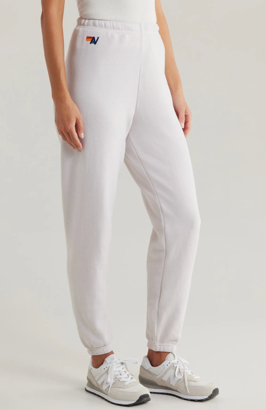 AVIATOR NATION 5 STRIPE WOMEN'S SWEATPANTS - DOVE GREY/WHITE GREY