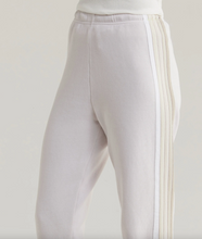 Load image into Gallery viewer, AVIATOR NATION 5 STRIPE WOMEN&#39;S SWEATPANTS - DOVE GREY/WHITE GREY
