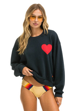 Load image into Gallery viewer, AVIATOR NATION HEART STITCH RELAXED CREW SWEATSHIRT - CHARCOAL