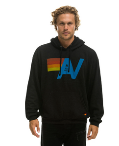 AVIATOR NATION UNISEX LOGO PULLOVER RELAXED HOODIE - BLACK