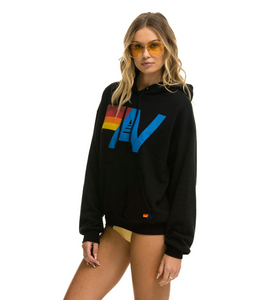 AVIATOR NATION UNISEX LOGO PULLOVER RELAXED HOODIE - BLACK