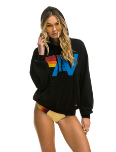 AVIATOR NATION UNISEX LOGO PULLOVER RELAXED HOODIE - BLACK