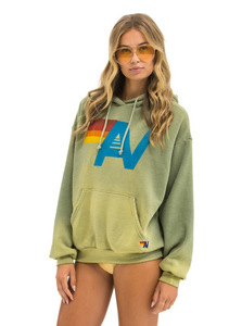 AVIATOR NATION UNISEX VINTAGE LOGO RELAXED PULLOVER HOODIE - FADED ARMY