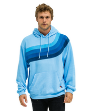 Load image into Gallery viewer, AVIATOR NATION WAVE STRIPE 4 PULLOVER UNISEX HOODIE RELAXED -SKY // BLUE