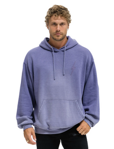 AVIATOR NATION UNISEX BOLT STITCH 2 RELAXED PULLOVER HOODIE - FADED GRAPE