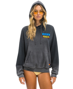AVIATOR NATION UNISEX LIVE FREE + ADVENTURE PATCH PULLOVER RELAXED HOODIE - FADED SMOKE