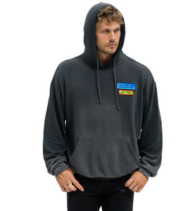 AVIATOR NATION UNISEX LIVE FREE + ADVENTURE PATCH PULLOVER RELAXED HOODIE - FADED SMOKE