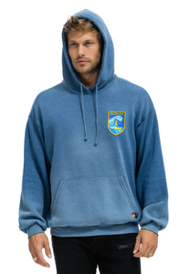 AVIATOR NATION UNISEX SURFER WAVE PATCH PULLOVER RELAXED HOODIE - FADED WATER