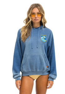 AVIATOR NATION UNISEX SURFER WAVE PATCH PULLOVER RELAXED HOODIE - FADED WATER