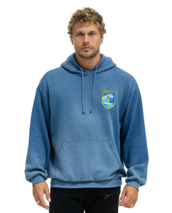 AVIATOR NATION UNISEX SURFER WAVE PATCH PULLOVER RELAXED HOODIE - FADED WATER