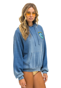 AVIATOR NATION UNISEX SURFER WAVE PATCH PULLOVER RELAXED HOODIE - FADED WATER