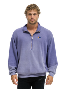 AVIATOR NATION UNISEX ESSENTIAL HALF ZIP RELAXED SWEATSHIRT - FADED GRAPE