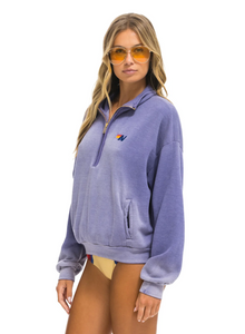 AVIATOR NATION UNISEX ESSENTIAL HALF ZIP RELAXED SWEATSHIRT - FADED GRAPE