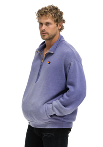 AVIATOR NATION UNISEX ESSENTIAL HALF ZIP RELAXED SWEATSHIRT - FADED GRAPE