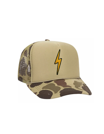 Aviator Nation Bolt Vintage Low Rise Trucker Hat In CAMO