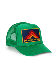 Aviator Nation Mountain Stripe vintage Low Rise Foam Trucker Hat IN KELLY GREEN