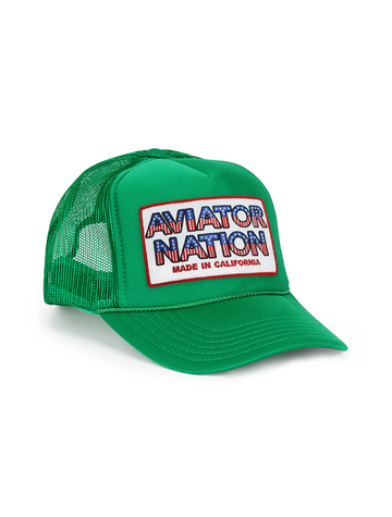Aviator Nation Patriotic Patch Vintage Low Rise Trucker in KELLY GREEN