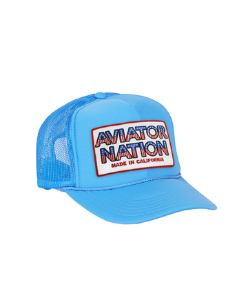 Aviator Nation Patriotic Patch Vintage Low Rise Trucker in NEON BLUE