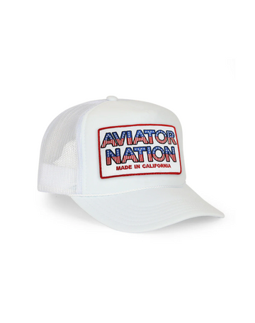 Aviator Nation Patriotic Patch Vintage Low Rise Trucker in WHITE