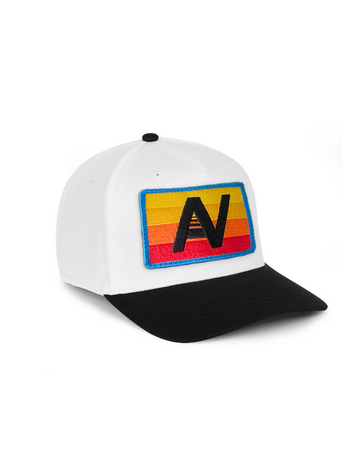 Aviator Nation LOGO RAINBOW - VINTAGE LOW RISE TWILL HAT IN BLACK/WHITE