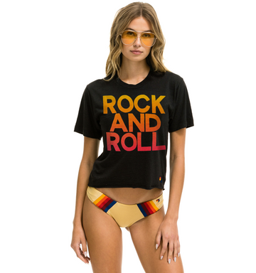 AVIATOR NATION ROCK & ROLL FADE BOYFRIEND TEE - CHARCOAL