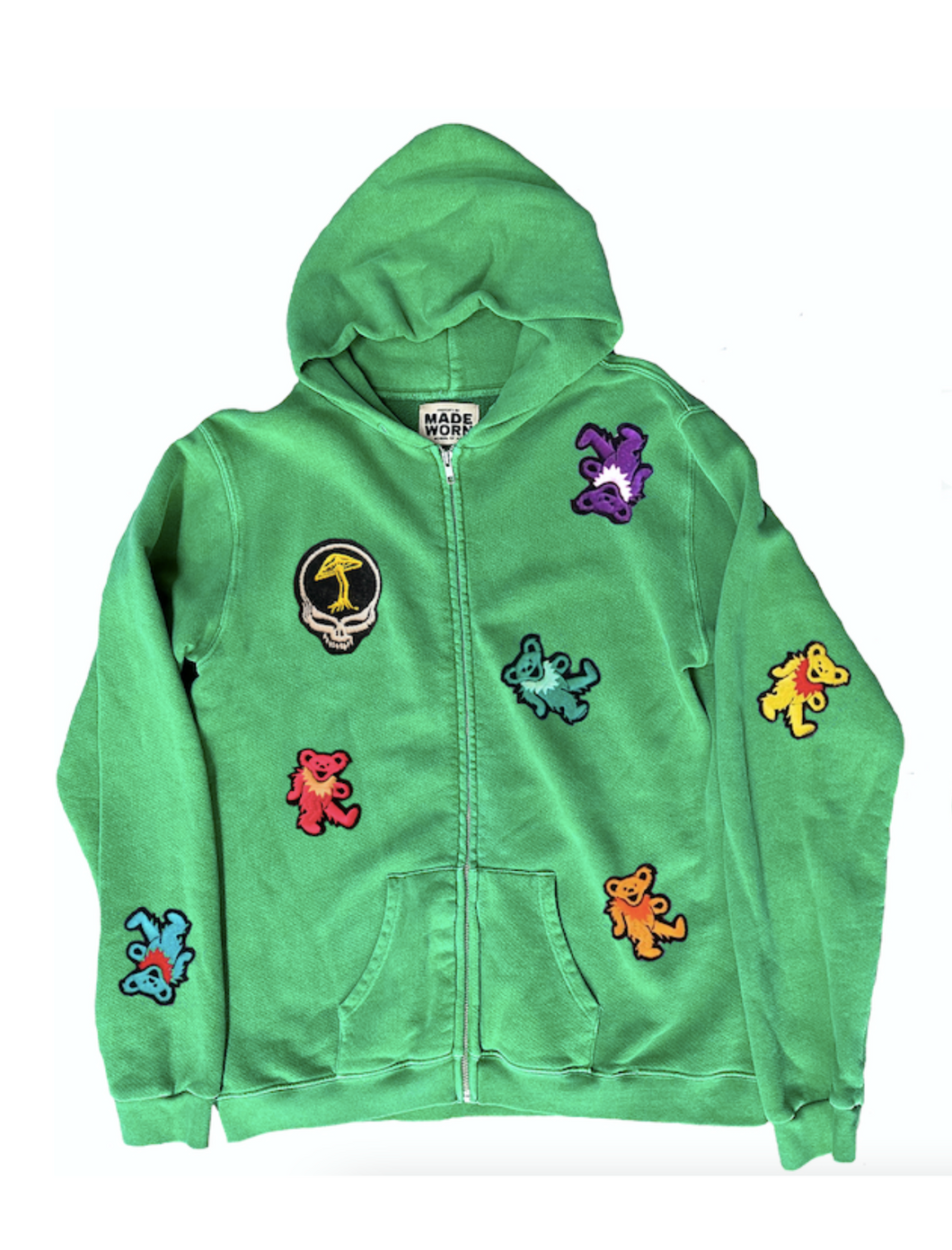 MADEWORN GRATEFUL DEAD ZIP HOODIE IN GRASS