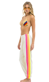 AVIATOR NATION 5 STRIPE WOMEN'S SWEATPANTS - vintage WHITE/NEON RAINBOW