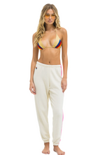 Load image into Gallery viewer, AVIATOR NATION 5 STRIPE WOMEN&#39;S SWEATPANTS - WHITE/NEON RAINBOW