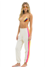 Load image into Gallery viewer, AVIATOR NATION 5 STRIPE WOMEN&#39;S SWEATPANTS - WHITE/NEON RAINBOW