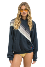 Load image into Gallery viewer, AVIATOR NATION CROSS STRIPE RELAXED PULLOVER HOODIE - CHARCOAL // CHARCOAL
