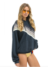 Load image into Gallery viewer, AVIATOR NATION CROSS STRIPE RELAXED PULLOVER HOODIE - CHARCOAL // CHARCOAL