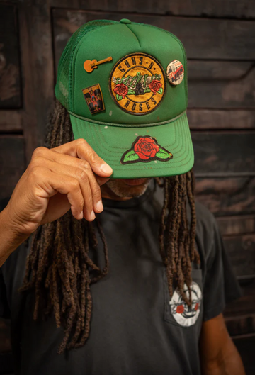 MADEWORN GUNS N' ROSES GREEN TRUCKER
