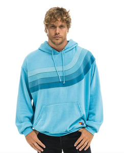AVIATOR NATION WAVE STRIPE 4 PULLOVER HOODIE RELAXED - AQUAMARINE // AQUA