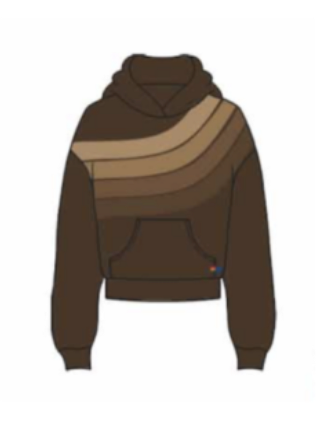AVIATOR NATION WAVE STRIPE 4 PULLOVER HOODIE RELAXED - CHOCOLATE/ESPRESSO