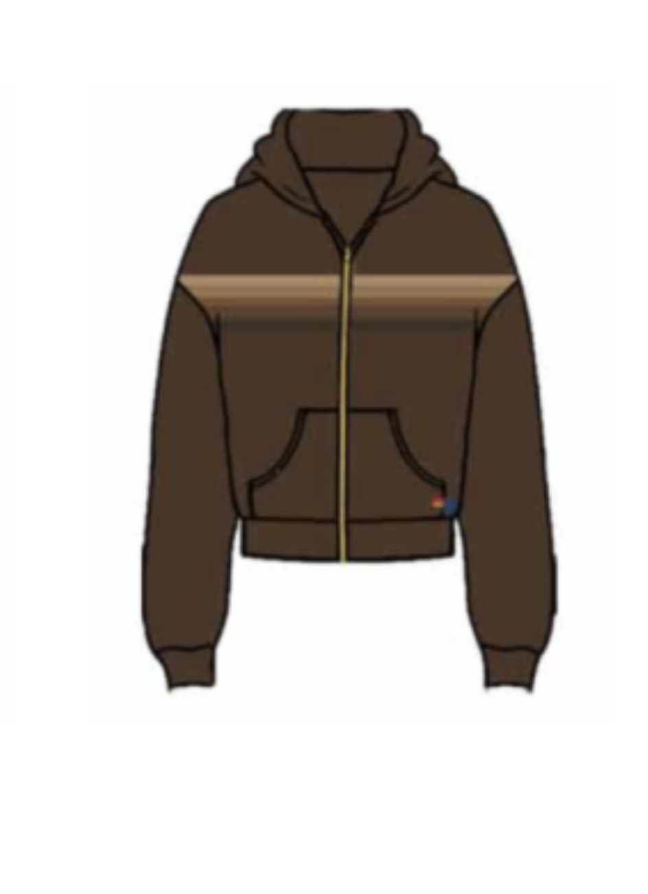 Aviator Nation 5 STRIPE UNISEX HOODIE - CHOCOLATE/ESPRESSO