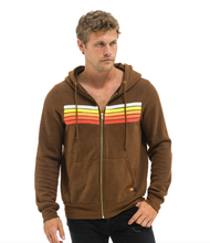 Load image into Gallery viewer, Aviator Nation 5 STRIPE UNISEX HOODIE - CHOCOLATE/WHITE NEON