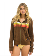 Load image into Gallery viewer, Aviator Nation 5 STRIPE UNISEX HOODIE - CHOCOLATE/WHITE NEON