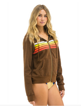 Load image into Gallery viewer, Aviator Nation 5 STRIPE UNISEX HOODIE - CHOCOLATE/WHITE NEON